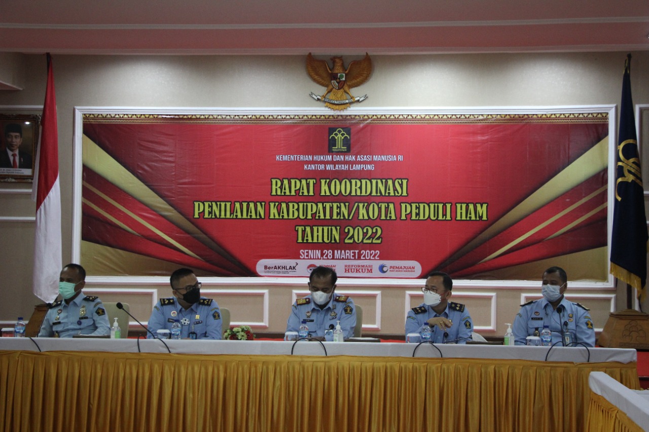 Sukseskan Penilaian KKP HAM Tahun 2022, Kanwil Kemenkumham Lampung Gelar Rapat Koordinasi