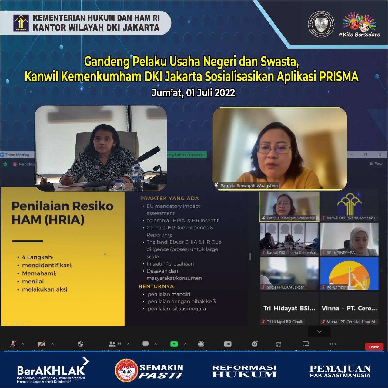 Gandeng Pelaku Usaha Negeri dan Swasta, Kanwil Kemenkumham DKI Jakarta Sosialisasikan Aplikasi PRISMA
