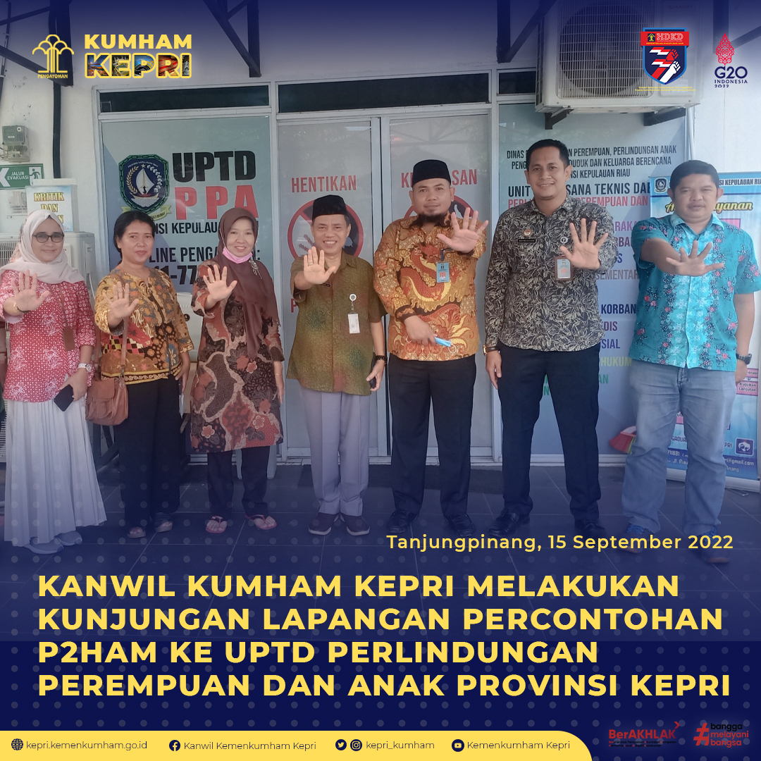 Kanwil Kumham Kepri Melakukan Kunjungan Lapangan Percontohan P2HAM ke UPTD Perlindungan Perempuan dan Anak Provinsi Kepri