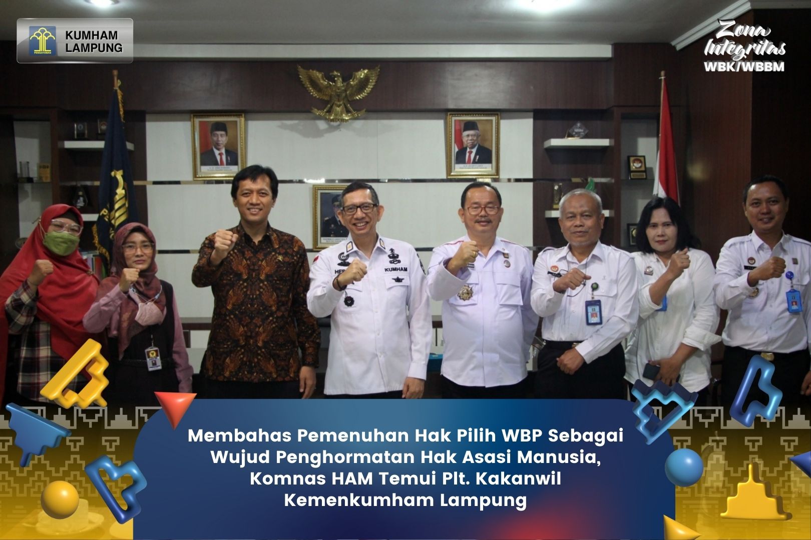 Membahas Pemenuhan Hak Pilih WBP Sebagai Wujud Penghormatan Hak Asasi Manusia, Komnas HAM Temui Plt.Kakanwil Kemenkumham Lampung