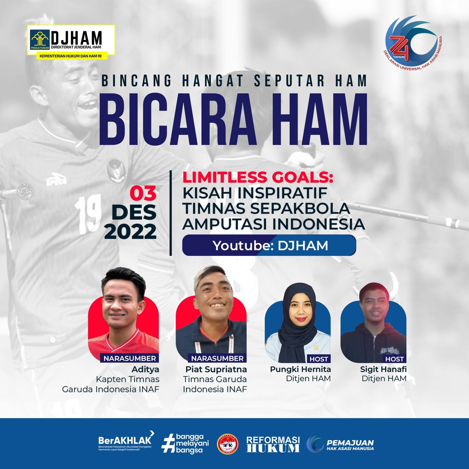 Bicara HAM “Limitless Goals: Kisah Inspiratif Timnas Sepakbola Amputasi Indonesia”