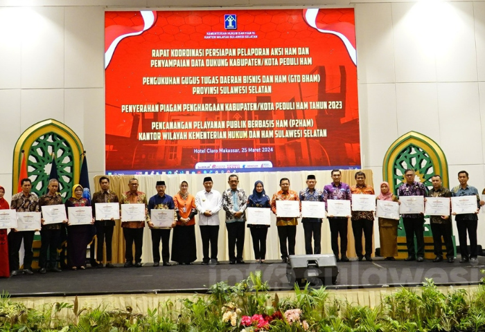 18 Kabupaten/Kota Di Sulsel Terima Penghargaan Kabupaten/Kota Peduli HAM